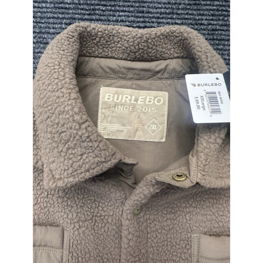 NEW Burlebo Montana Jacket Mens 2XL Brown Sherpa Fleece Snap Buttons - Picture 3 of 13